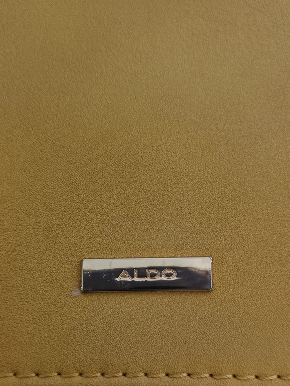 ALDO Mustard Yellow Top Handle Satchel Crossbody Bag with Chain Scarf Detail